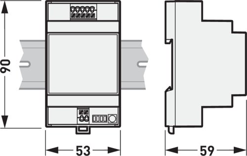 LMS DALI REPEATER / EXTENDER DINRAIL | Dimensional sketch of the product