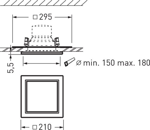 SNS QC05 KP DA 180x180 01 | Dimensional sketch of the product